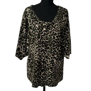 Grace Woman Leopard Print Short Dolman Sleeve Cardigan/Top(Size 14/16)
